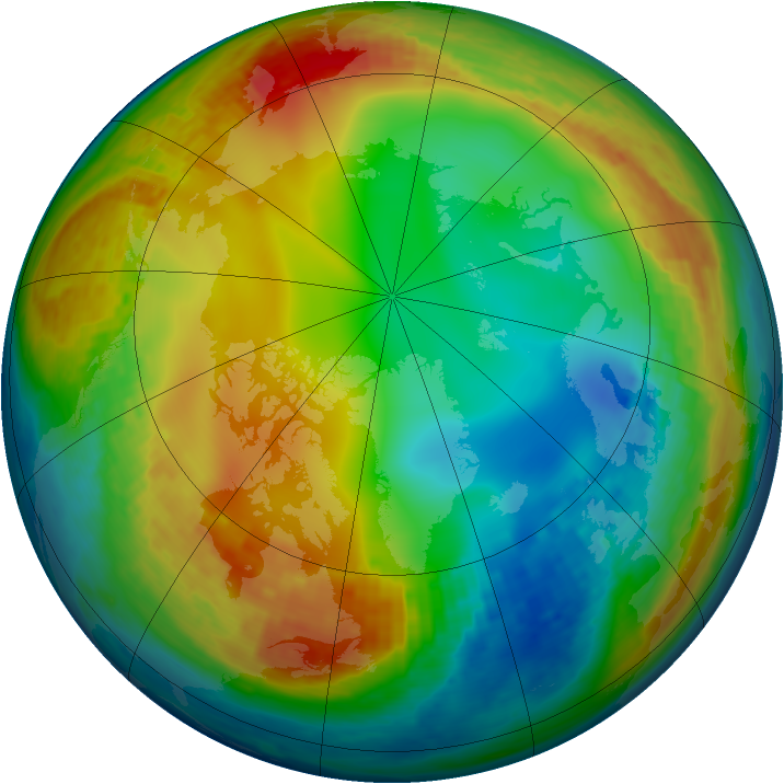 Arctic ozone map for 12 January 2003
